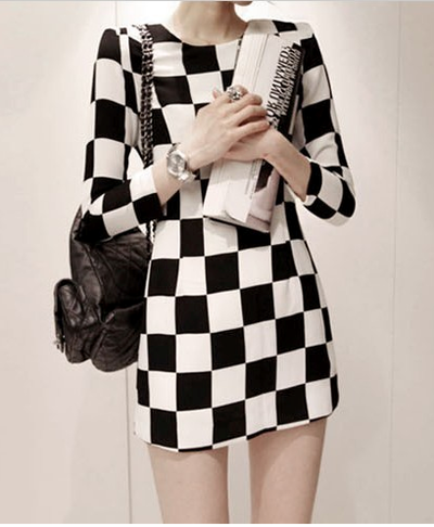 Black and White Plaid Dress