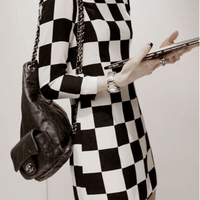 Black and White Plaid Dress - Thumbnail 1