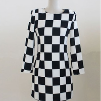 Black and White Plaid Dress - Thumbnail 2