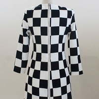 Black and White Plaid Dress - Thumbnail 3