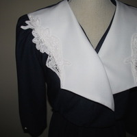 Size L Vintage White Collar Flare Dress - Thumbnail 2