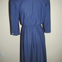 Size L Vintage White Collar Flare Dress - Thumbnail 4