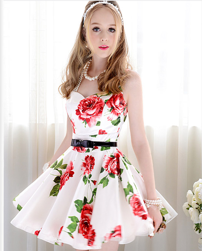 White and Red Flower Dress