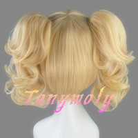 Harley II Harley Quinn Cosplay Wig Blonde Curly Synthetic Hair 2 Ponytails Anime Costume Wigs - Thumbnail 1