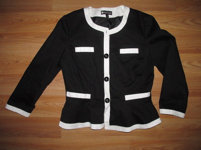 Size Small B&W Semi-Peplum Jacket