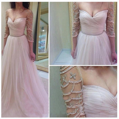 White prom dress, long prom dress, long sleeve prom dress, custom prom dress, prom dresses,15040601