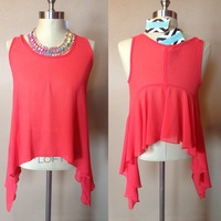 Coral Drape Top - S - Thumbnail 1