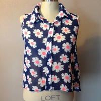 Floral Navy Top - M - Thumbnail 1