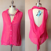 Coral Ruffle Back Top - S - Thumbnail 1