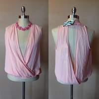 Pink Drape Down Blouse - S - Thumbnail 2