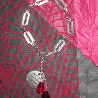 “Never Give Up” Self-Harm Razor Blade and Blood Drops Bracelet - Thumbnail 1