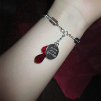 “Never Give Up” Self-Harm Razor Blade and Blood Drops Bracelet - Thumbnail 2