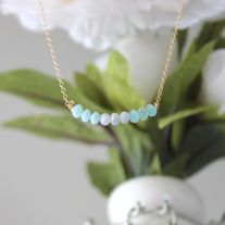 Blue Ocean Ombre Beaded Necklace | Gold Filled Chain
