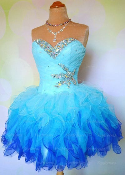 short prom dress, blue prom dress, unique prom dress, junior prom dress, sweet heart prom dress, cheap prom dress, short homecoming dress, PD15424