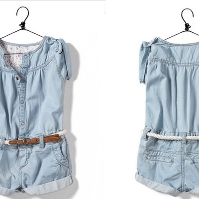 Denim romper shorts