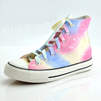Harajuku Gradient Galaxy Colorful Custom Painted Graffiti Canvas Shoes - Thumbnail 1