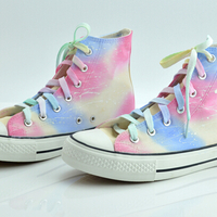Harajuku Gradient Galaxy Colorful Custom Painted Graffiti Canvas Shoes - Thumbnail 2