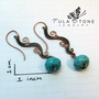 Woven Copper and Turquoise Ocean Wave Earrings-3