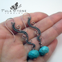 Woven Copper and Turquoise Ocean Wave Earrings-4