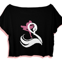 style ballet shirt crop tee black white swan crop tops - Thumbnail 1