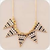 Black and White Triangle Bib Necklace