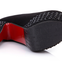 Black Rhinestone Thick Heels - Thumbnail 2