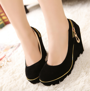 Zipper Velvet Wedge
