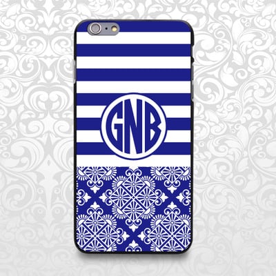 Stylish stripes and pattern custom name case for iphone 7/6/6s/5/5s/5c, samsung s6/note5, sony, lg nexus, nokia lumia, htc one, moto x (bcbl-64) - Thumbnail 1