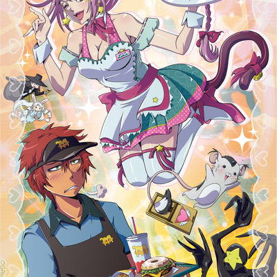 Fallen whimsical waitress b3-size poster