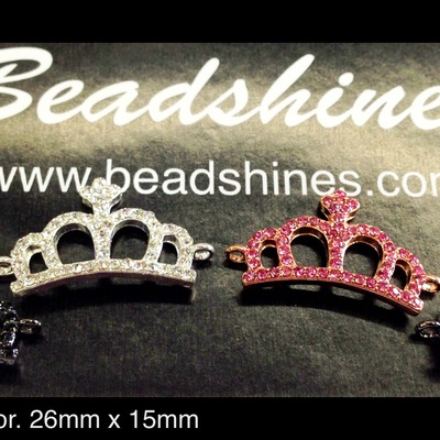 Crown. micro cz connector/charm 26mm x 15mm