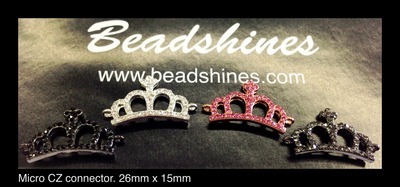 Crown. Micro CZ connector/charm 26mm x 15mm