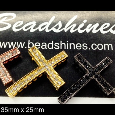 Sideways cross charm connector. 35mm x 25mm (10pcs)