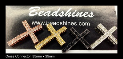 Sideways cross charm connector. 35mm x 25mm (10pcs)