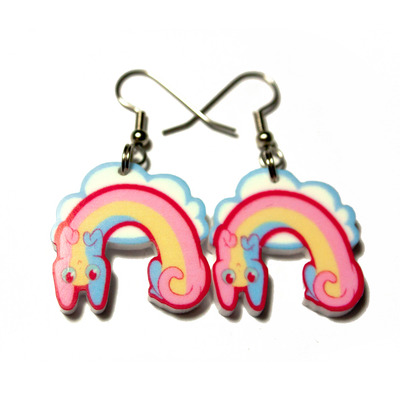 Rainbow cat earrings