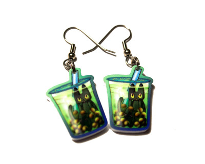 BubbleTea Cat Earrings