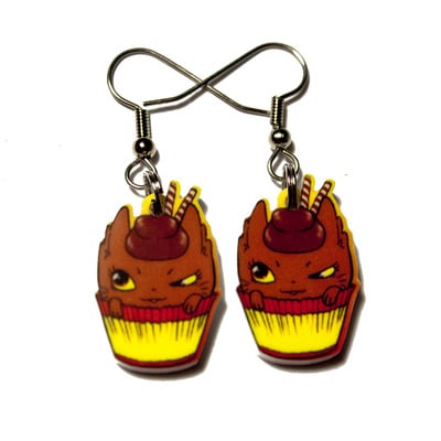 "chocola" cupcat earrings