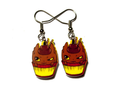 "Chocola" Cupcat Earrings
