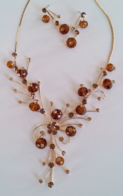 Topaz and Gold Sparkle Necklace & Earrings