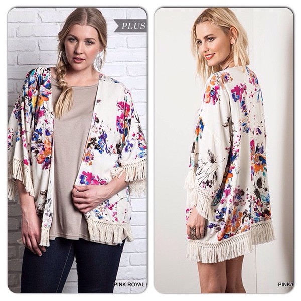 Boho floral Kimono S-2X