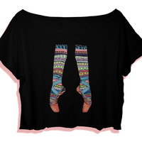 ballerina shirt pointe women's crop tee dance style - Thumbnail 1