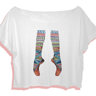 Ballerina shirt pointe women's crop tee dance style - Thumbnail 1