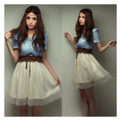 Elegant denim spring dress