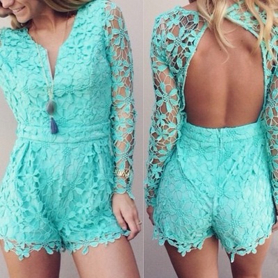 Mint lace romper - Thumbnail 3