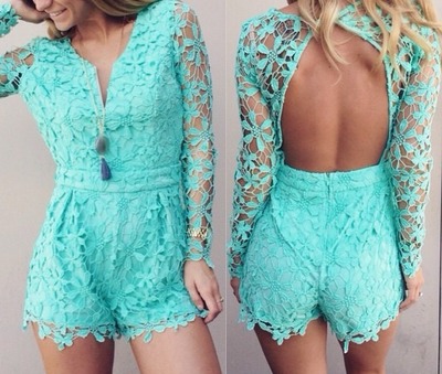 Mint Lace Romper