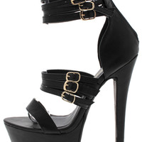 Black Open Black Shoe - Thumbnail 1