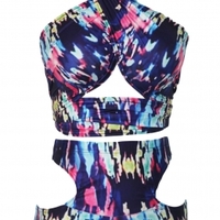 High Waste Swim Suit Splash - Thumbnail 2