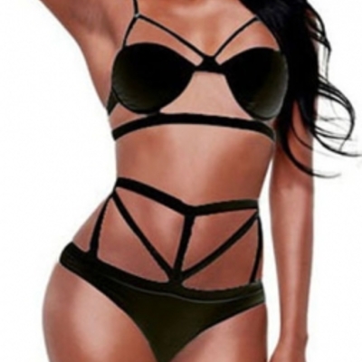 Black strappy swim