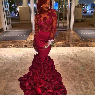 Lace prom dress, burgundy prom dress, long prom dress,  mermaid prom dress, charming prom dress, prom dresses 2018, bd14500