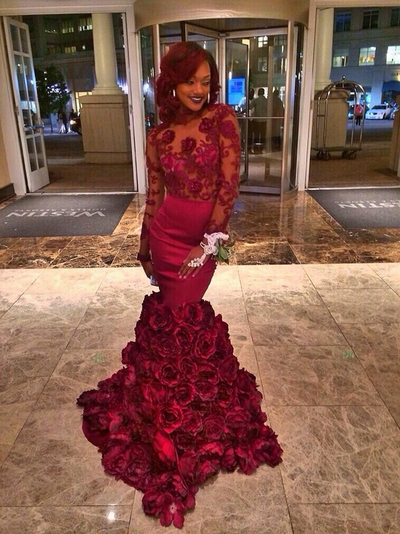 lace prom dress, burgundy prom dress, long prom dress,  mermaid prom dress, charming prom dress, prom dresses 2018, BD14500