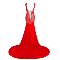 lace prom dress, red prom dress, long prom dress,  mermaid prom dress, sexy prom dress, prom dresses 2018, BD14501 - Thumbnail 3